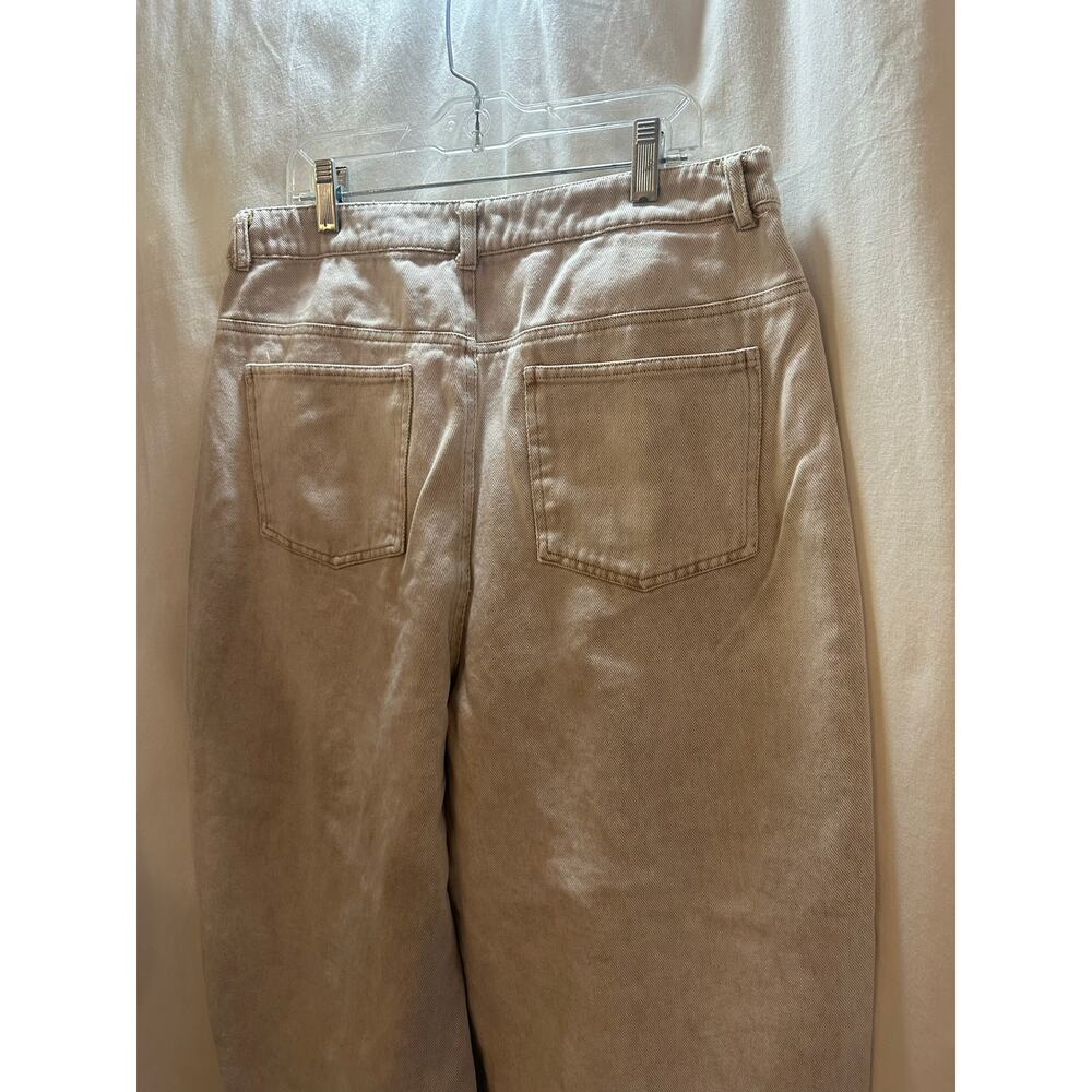 Heyson Barrel Jeans Size Large Beige High Rise Cropped Wide Leg Cotton - Picture 4 of 5